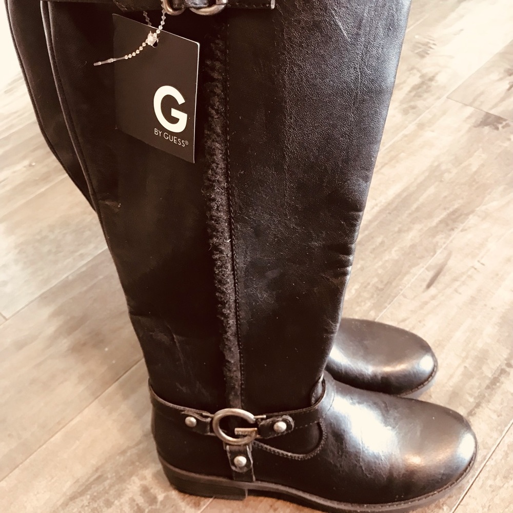 NWT G By Guess Black Motorcycle Boots Size 6M